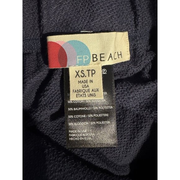 FP Free People Beach Wide Leg Pants Women’s Pull On Beach Cotton XS Blue NEW - Picture 9 of 9